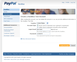 PayPal Add Test Buyer Account