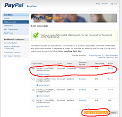 PayPal Test Account List