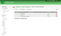 Export Manager: Export Types