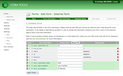 Add External Form - Step 4, database setup