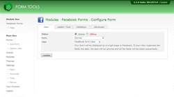 Facebook form: main tab