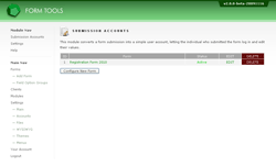 Submission Accounts module: configured forms